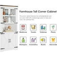 thumbnail image 4 of Farmhouse Corner Cabinet, Tall Corner Storage with Glass Door & Adjustable Shelves, Bathroom Cabinet with Storage for Living Room, Kitchen, Bathroom, White, 4 of 6