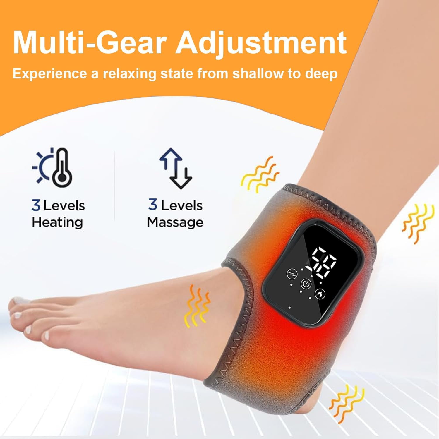 Naxir Foot Revive Massager - Portable Triple Method Ankle Wrap with Heat, 3 Vibration Modes, Lightweight Foot Pain Relief for Home, Office & Travel