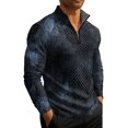 thumbnail image 4 of QHRMKOG Sweatshirt for Men Warm Camouflage Print 1/4 Zip Pullover Relaxed Fit Sport Stand Collar Sweatshirt Autumn Trendy Long Sleeve Tops Blue M, 4 of 8