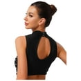 thumbnail image 4 of Doomiva Women Lyrical Dance Tops Sparkly Sequins Crop Top Modern Contemporary Ballet Dancewear Black XXL, 4 of 5
