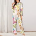 thumbnail image 2 of Pajama Sets for Women 2 Pcs, Retro colorful butterfly Button Down Long Sleeve Sleepwear Lounge PJ Sets, 2 of 6