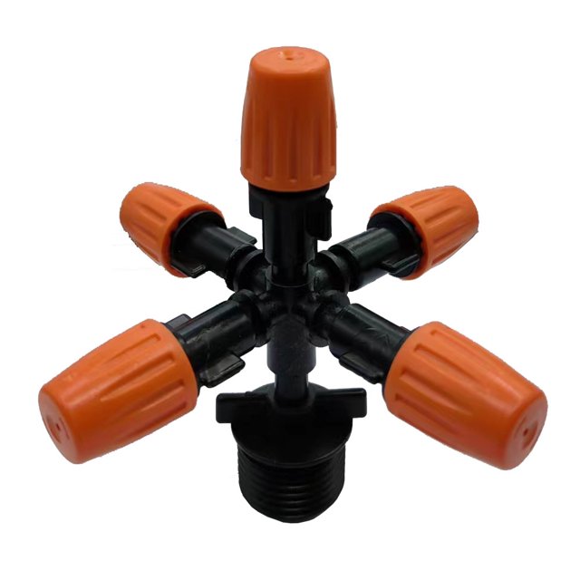 Boquilla atomizadora ajustable con cierre de un solo cabezal de color naranja con boquilla de riego conjunta para jardín, refrigeración de techos de patios y eliminación de polvo