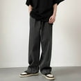 thumbnail image 4 of Men Fashion Loose Plus Size Jeans Street Wide Leg Trousers Pants Black Sizes S-3XL, 4 of 9