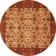 thumbnail image 1 of Ahgly Company Indoor Round Abstract Orange Modern Area Rugs, 4' Round, 1 of 4