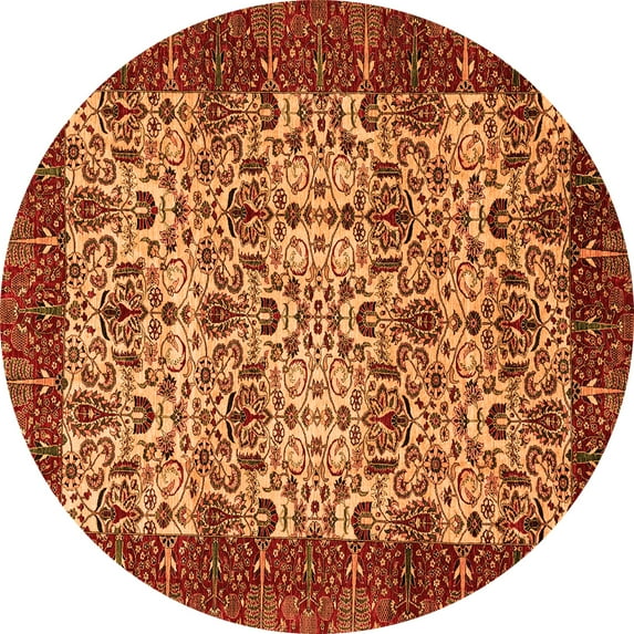 Ahgly Company Indoor Round Abstract Orange Modern Area Rugs, 4' Round
