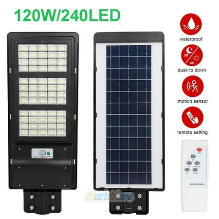 

99000000LM LED Solar Street Light Dusk Dawn PIR Sensor Security Lamp+Remote+Pole