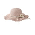 thumbnail image 1 of Sombrero Para Playa De Niña Ondulado Tejido De Paja Con Flor rosa, 1 of 5