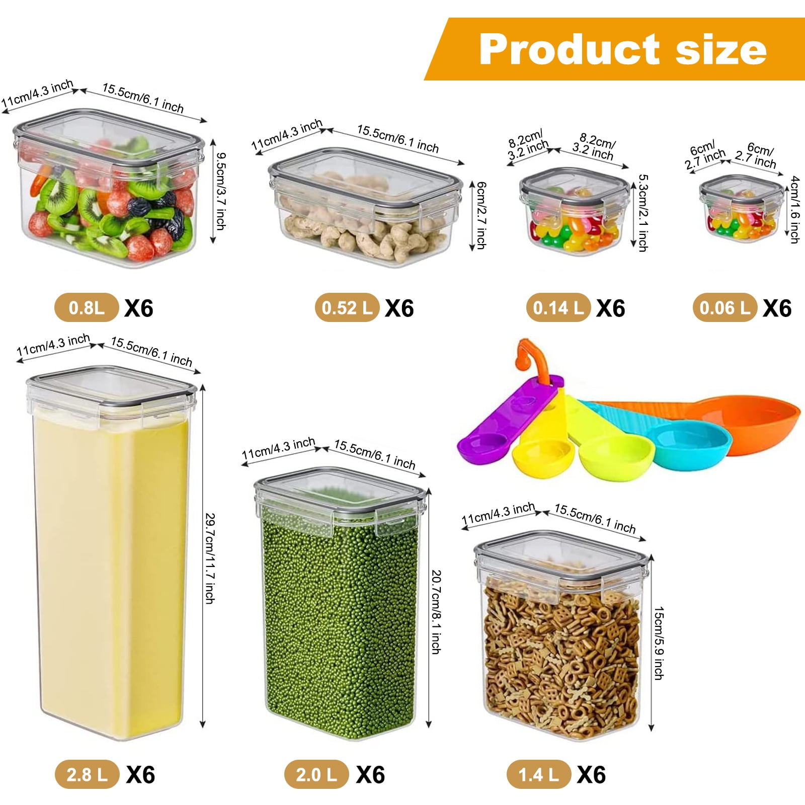 stusgo 42 Pcs Airtight Food Storage Containers Set with Lids, BPA Free Clear Pantry Canister for Kitchen and Pantry Organization,Plastic Canisters for Cereal, Dry Food and Sugar,Includes 50 Labels