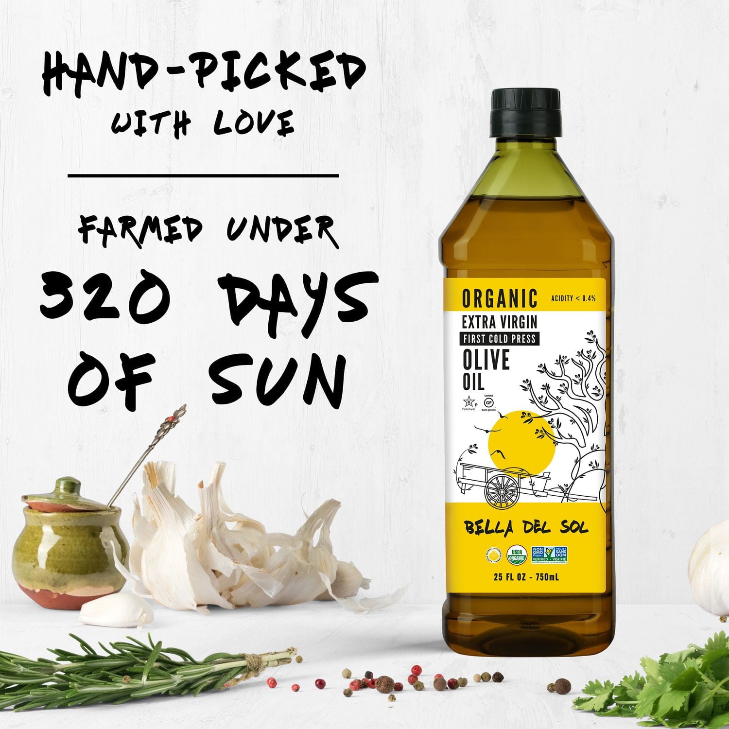 Bella Del Sol Organic Extra Virgin Olive Oil 750ml, Premium – First Cold Press