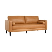 Naomi Home Marisa Top Grain Genuine Leather Sofa - Revel in Exquisite Leather Opulence - Unparalleled Luxury Mid-Century Leather Sofa - Embodiment of Cozy Lounging and Contemporary Design, Tan