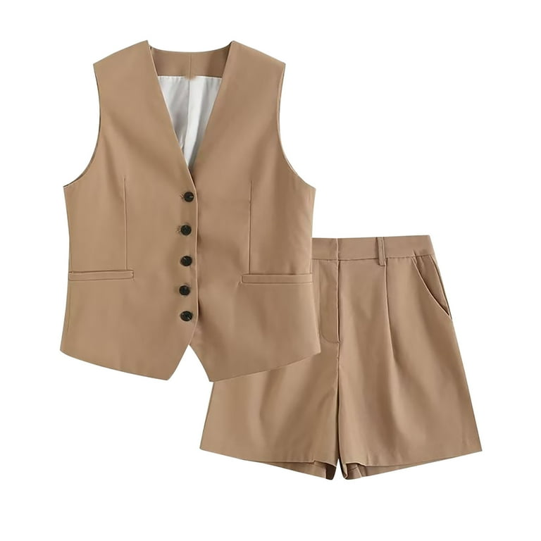 スーツ [CHICLINE] Lumiel Jacket + Sleeveless One-Piece Dress SET Jalioing 2 Piece Dress Suit Set for Women Sleeveless Button