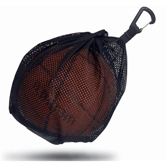 Single Mesh Ball Bag with Zipper Pocket - Fits All Kinds of Backpacks, Carries Basketball, Football and Volleyball