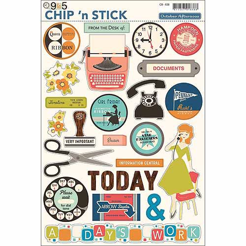 9 To 5 Chip n Stick Chipboard Stickers 8 Inch X 12 Inch SheetVari