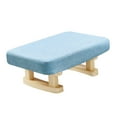 thumbnail image 2 of Small Footstool Rectangle Step Stool Bench Padded Footstool Footrest with Wooden Blue, 2 of 9