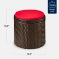 thumbnail image 2 of Best Choice Products Round Wicker Ottoman, Multipurpose Furniture w/ Removable Cushion, Steel Frame - Brown/Red, 2 of 8