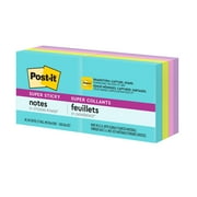 Post-it Super Sticky Notes, 1 7/8 in. x 1 7/8 in., Supernova Neons, 8 Pads