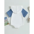 thumbnail image 4 of Bagilaanoe Newborn Baby Boy Girl Hooded Rompers Contrast Color Short Sleeve Bodysuits 6M 12M 18M 24M Infant Casual One Piece Short Jumpsuit, 4 of 8