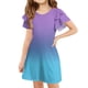 thumbnail image 2 of Girls Summer Dress Tween Dresses Gradient Short Sleeve Dress Soft Comfortable Perfect for Casual Wear and Special Occasions ,Sie:160, 2 of 5
