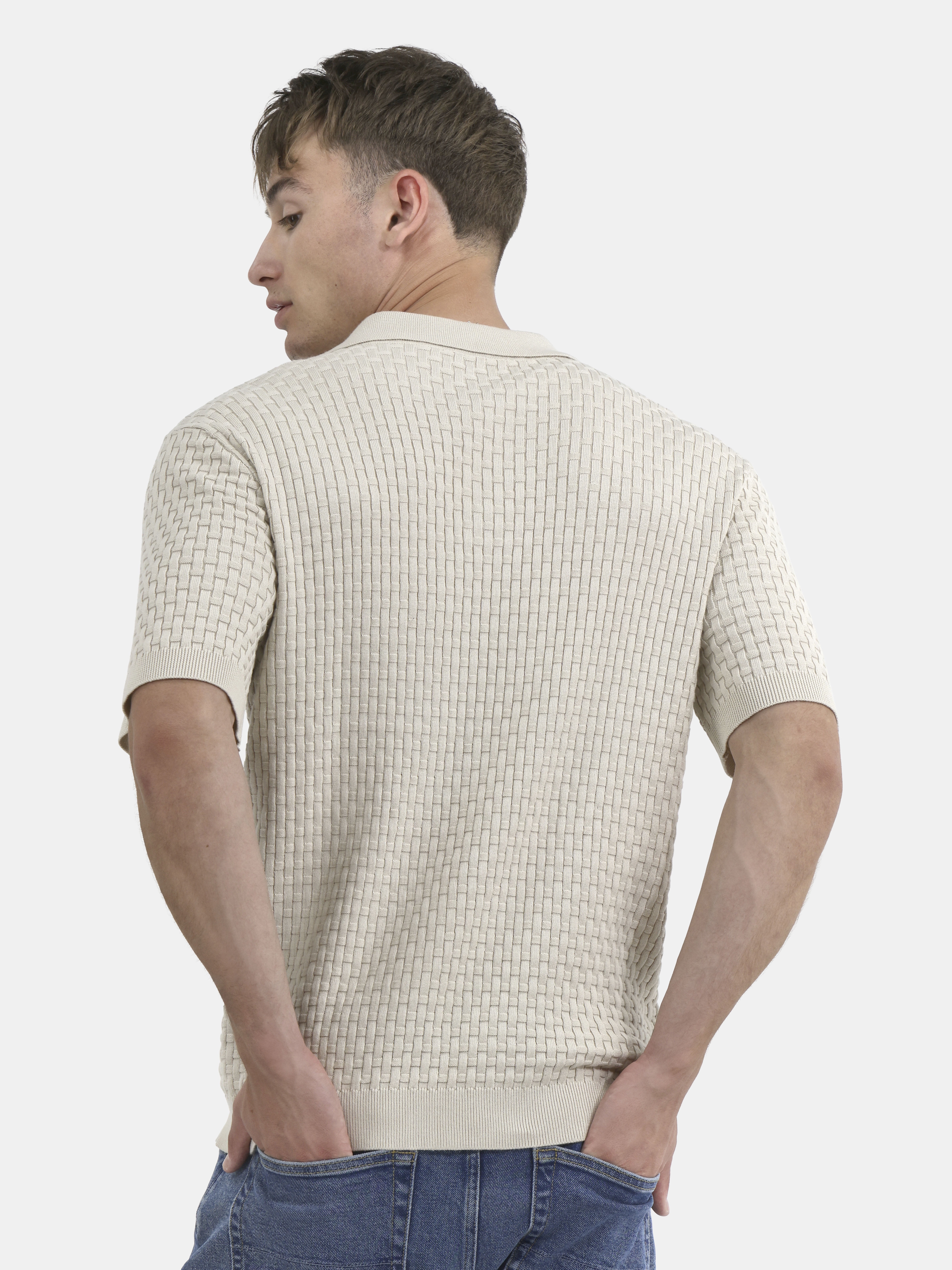 No Boundaries Basket Stich Polo Sweater, Men's and Big Men's