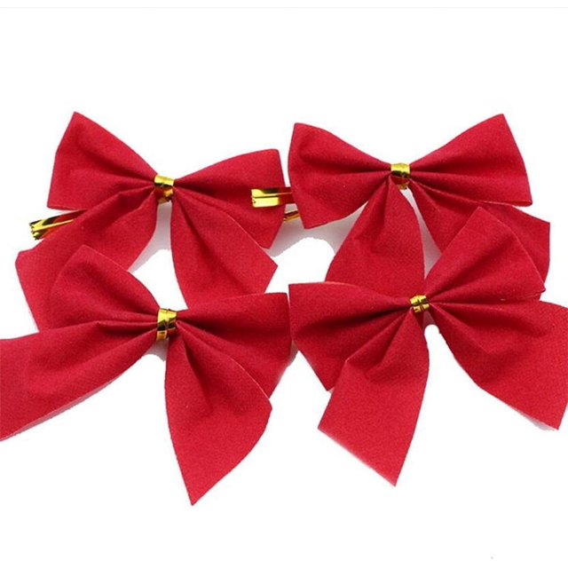 Lazos rojos para manualidades Lazos para guirnaldas Lazos para moños Adornos naturales Lazos de cinta Mini lazos navideños Árbol de Navidad Lazo rojo