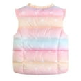 thumbnail image 5 of CPNG Toddler Girls Ruffle Puffer Vest Snap Button Jacket Button Lightweight Waistcoat Sleeveless Padded Gilet Winter Cute Gradient Color Jackets Outwear, 5 of 7