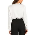 thumbnail image 3 of Inspire Chic Leotardo de satén para mujer con cuello en V y mangas largas, tops de bodysuit formales, 3 of 5