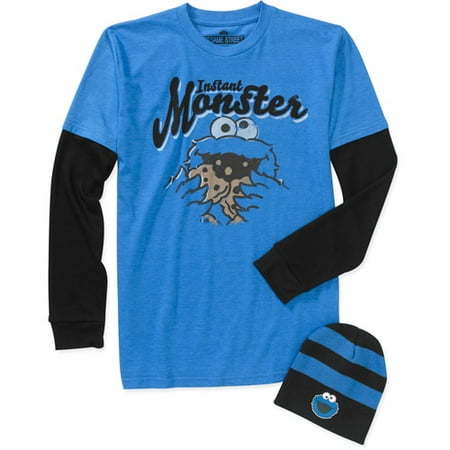 Cookie Monster Big Men's Long Sleeve 3 Fer Tee Shirt