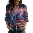 thumbnail image 2 of Xdegoge 4Th Of July Shirts Women Stand Collar Button Down Henley American Flag Patriotic Blouses Casual Independence Day Soft Comfy Shirt, 2 of 5