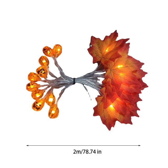 LED Pumpkin String Lights for Halloween Decorations Indoor Outdoor with 20 Bulbs and Plug-In Power Supply