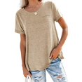 thumbnail image 1 of Pntutb Moda Mujer Camiseta de manga corta suelta Cuello redondo Color sólido tops Pntutb Pntutb-3996, 1 of 3