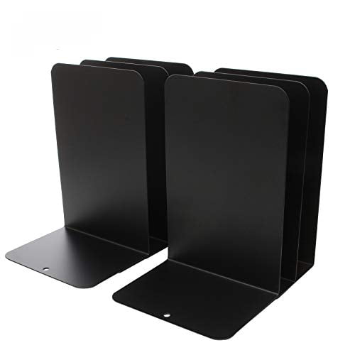 Home Nonskid Book Holders and Book Stopper for Books Notebooks Files Magazines DVDs Great for Office Heavy Duty Book Ends for Shelves ZOEYES 6 Pcs Black Metal Bookends 8.0x3.9x5.3 Inch School 