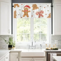 Christmas Valance for Windows,Gingerbread Man Winter Window Treatments 1 Panel Short Curtains for Kitchen Windows Bathroom Bedroom,54 x 18 Inch
