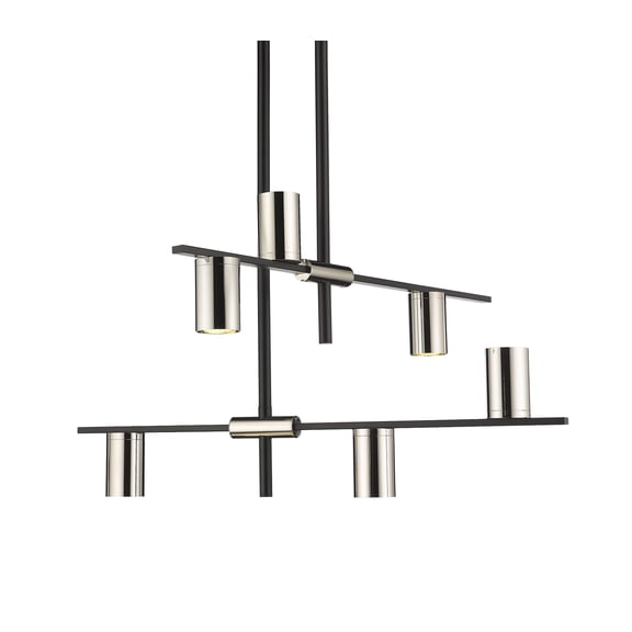 814-6MB-PN-Z-Lite-Calumet - 6 Light Chandelier In Architectural Style-16.5 Inches Tall and 30 Inches Wide Mate Black/Polished Nickel  Matte Black/Olde