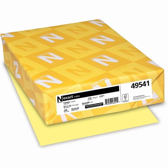 Exact, WAU49541, 110lb Heavyweight Index Paper, 250 / Pack, Canary