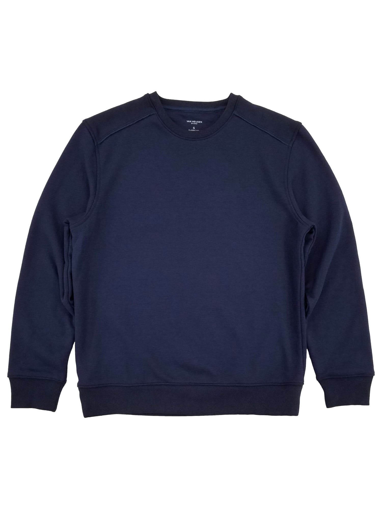 Van Heusen Mens Grecian Blue & Gray Flex Fleece Crewneck Pullover 