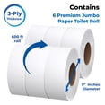 thumbnail image 2 of Rollos de papel higiénico Jumbo SonEat de 3 capas, 600 m, para dispensadores, 2 of 8