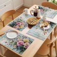 thumbnail image 5 of Spring Rose Placemats Set of 6 Floral Leaves Botanical Rustic Wood Board Place Mats Indoor Wipeable Table Mats Washable Cloth Dining Table Placemats for Kitchen Holiday Party Home Decor 13x19 Inch, 5 of 9