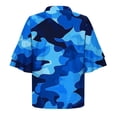 thumbnail image 4 of DeHolifer T-Shirts for Women V-Neck Camouflage Printed Ruffle Short Sleeve Summer Trendy Beach Lightweight Casual Tops Sky Blue XL, 4 of 7