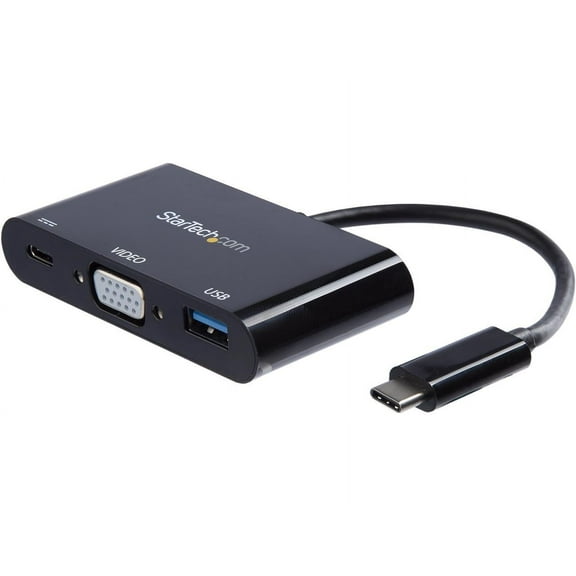 StarTech.com USB-C VGA Multiport Adapter, USB-A Port, with Power Delivery (USB PD), USB C Adapter Converter, USB C Dongle