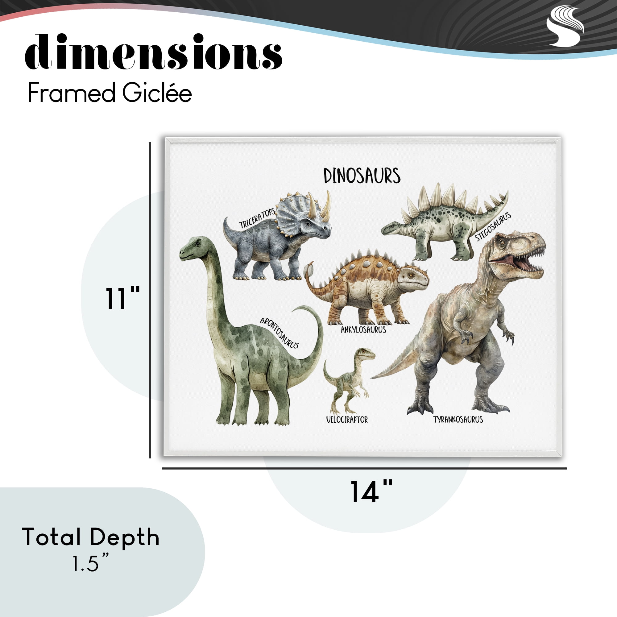 Stupell Industries Meet The Dinosaurs White Framed Giclee Art, design by Christine Simpson Art