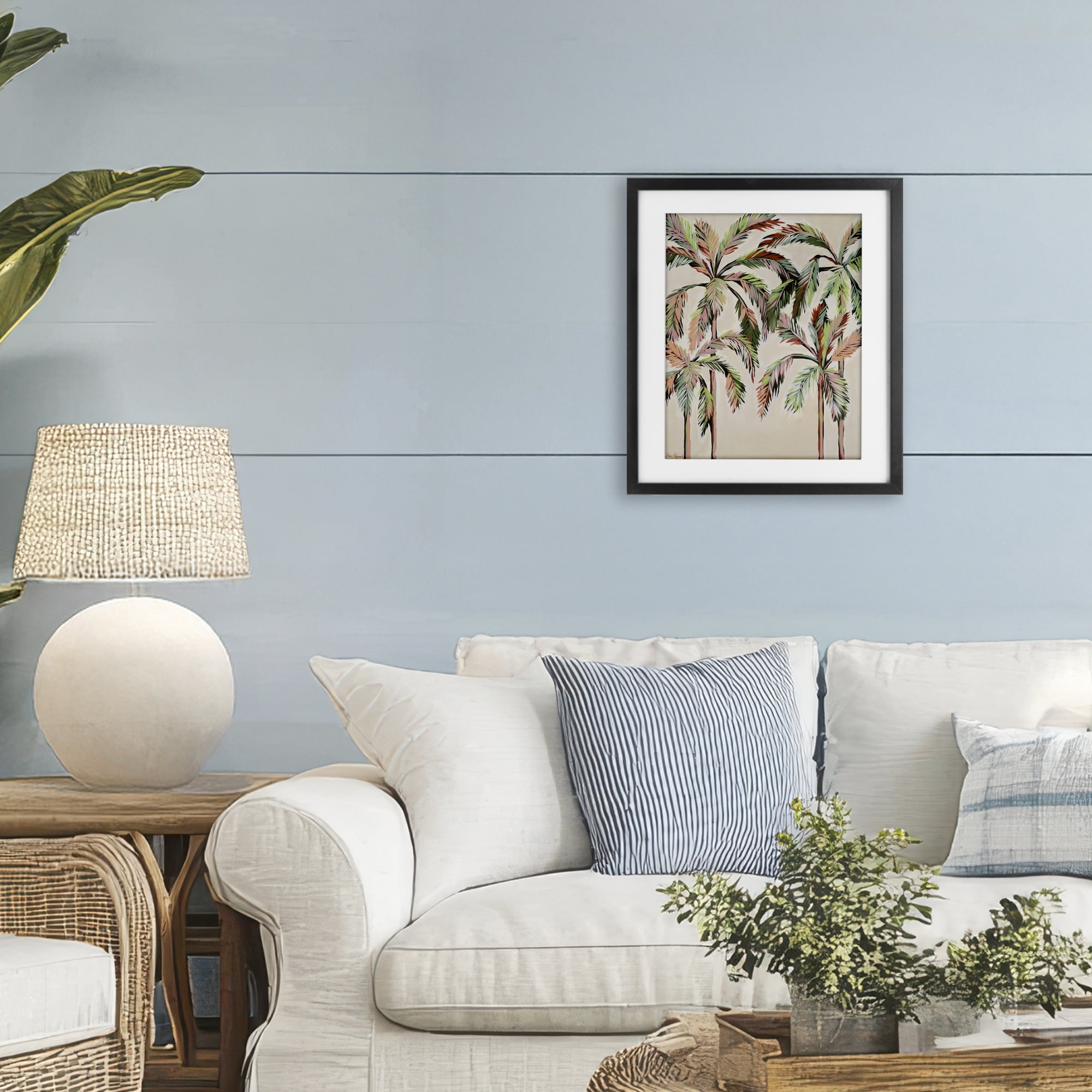 Stupell Industries Blushing Palm Tree Canopy Black Framed Print Under Glass, design by Dani Heyward