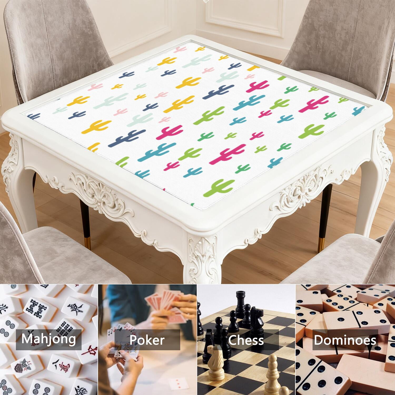 31.5 Inch Plants Inspired Table Cover Made of High Quality Rubber Material Featuring Anti-Slip Properties and Noise Reducing Qualities for Card Games