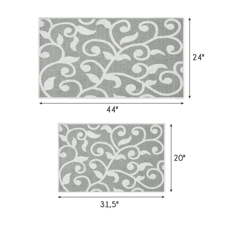 SUSSEXHOME Gray Color Floral Design Cotton Non-Slip Washable Thin 3-Piece Bathroom  Rugs Sets BTH-SN-01-Set - The Home Depot
