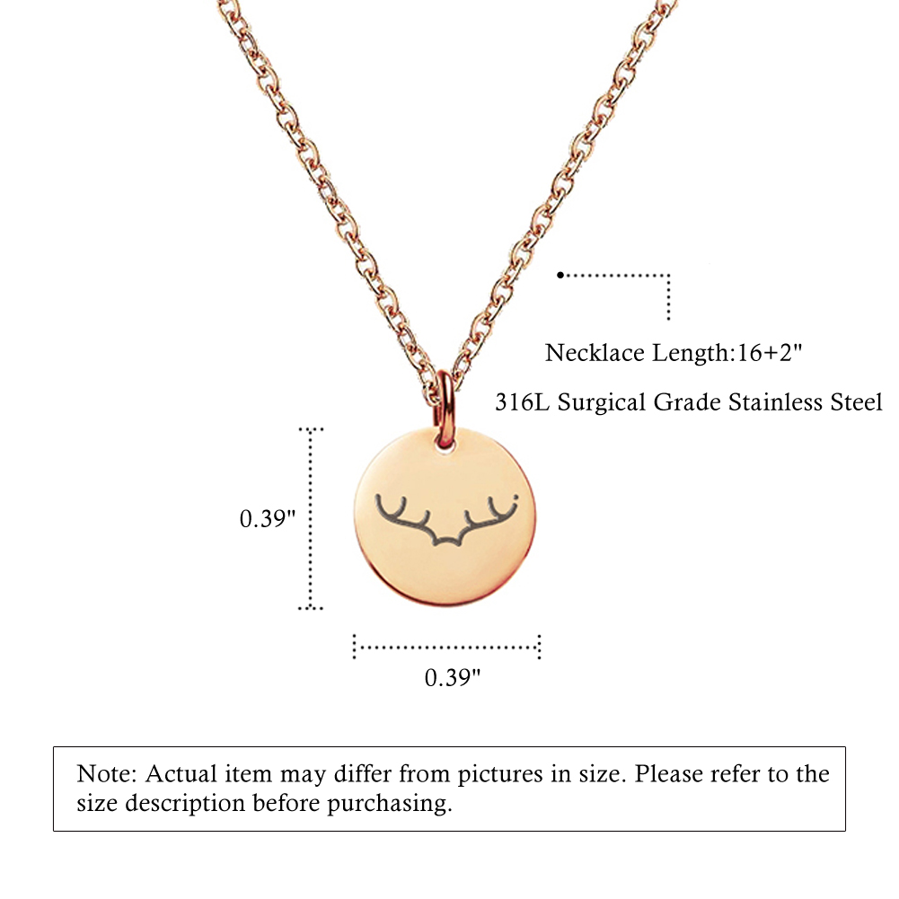 Anavia Round Christmas Reindeer Antlers Stainless Steel Rose Gold Disc 10mm Pendant Jewelry with Gift Box