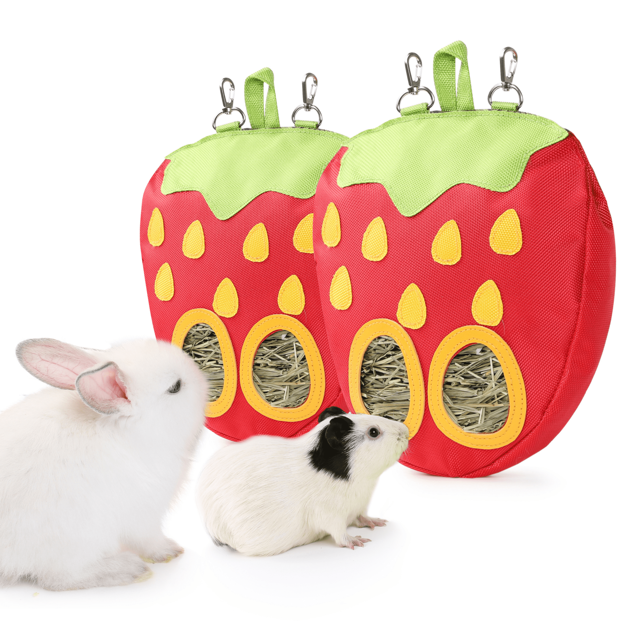 JanYoo Bunny Supplies Food Storage Hay Rack Feeder Rabbit Bag Hanging