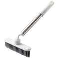 thumbnail image 4 of 2 Pcs 360 Degree Rotatable Cleaning Brush, Long Stainless Steel Handle Grout Scrubber, Adjustable Crevice Cleaning Brush, Firm Bristle Tile Detail Cleaner, Small Floor Scrub Brush, White, 4 of 5