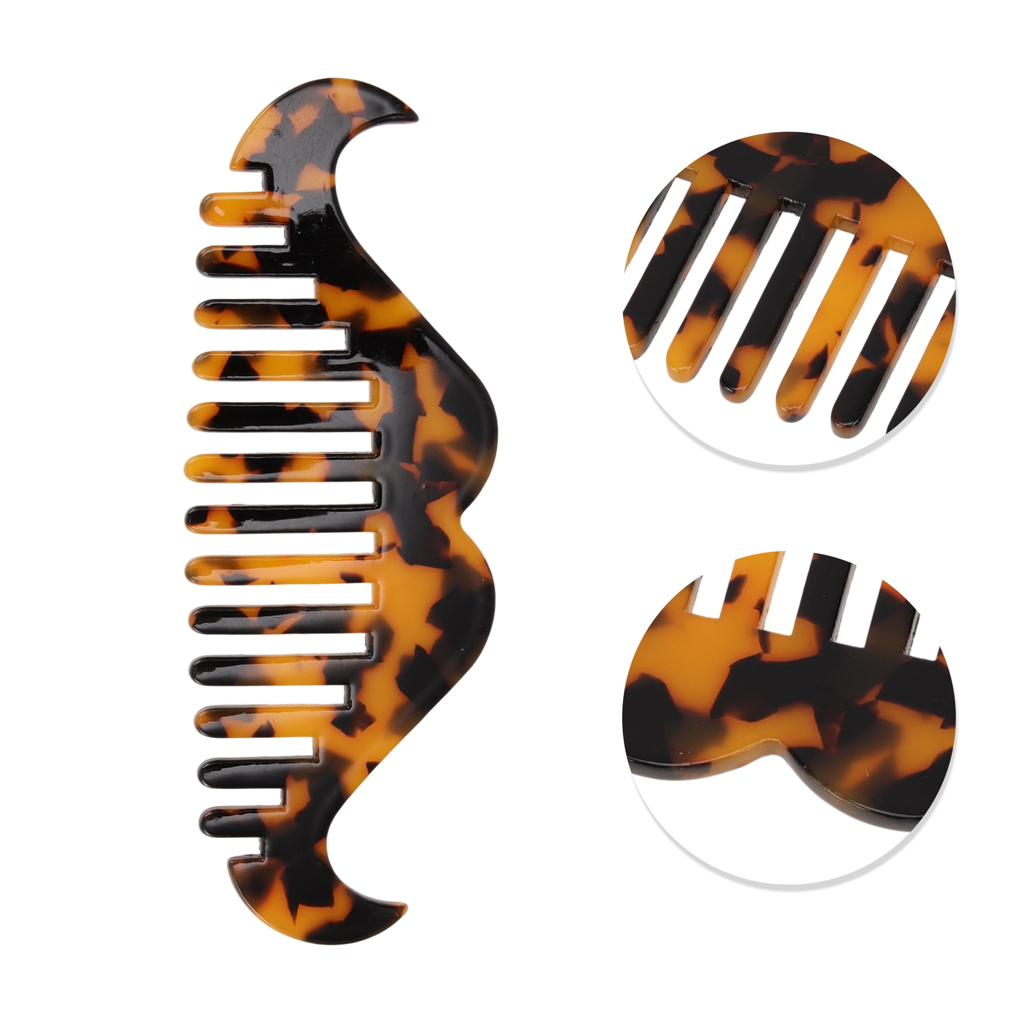 Unique Bargains 1 Pc Portable Beard Shaped Hair Comb for All Hair Types Styles Brown