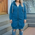 thumbnail image 4 of Women Plus Size Zip Up Hoodies Long Sleeve Tunic Sweatshirt Long Fleece Hoodie Jacket with Pockets Blue 5XL, 4 of 4