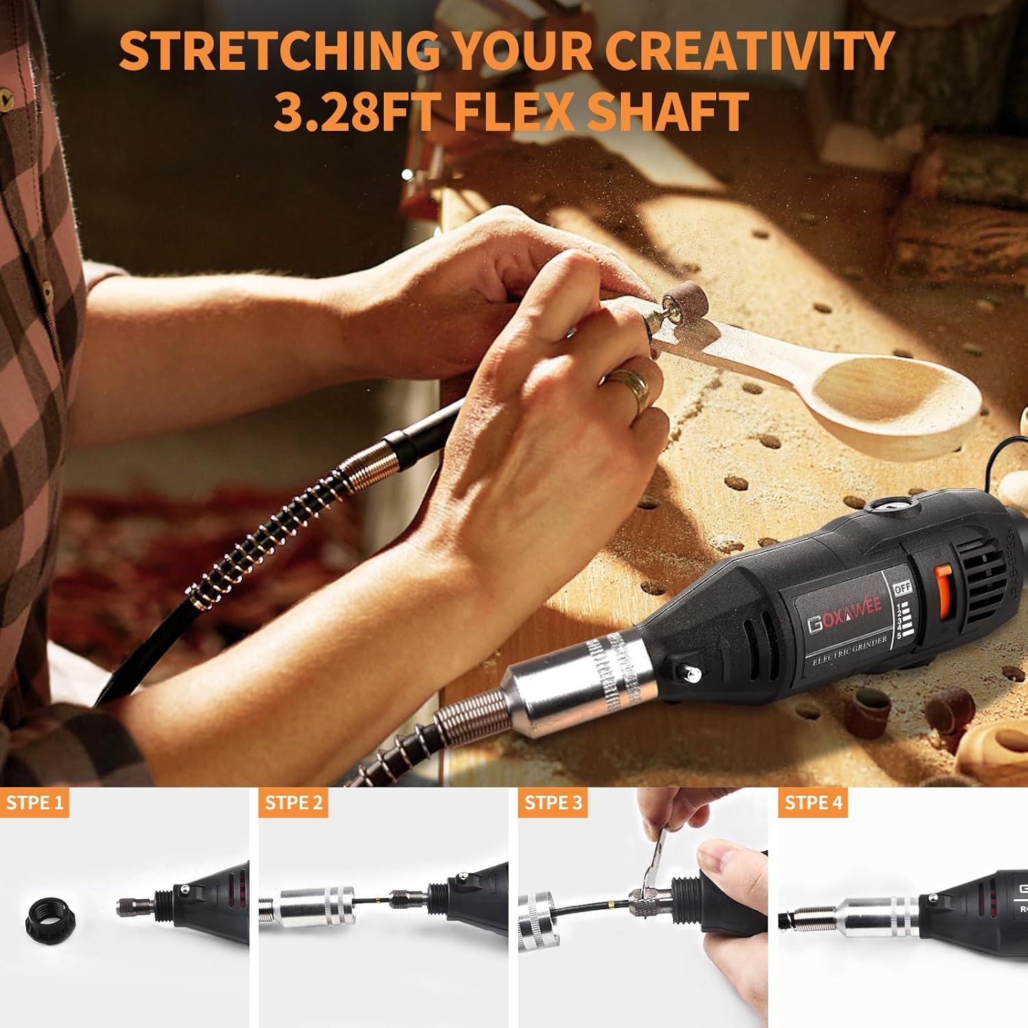 Speedwow 160W Rotary Tool Kit with Flex Shaft and 160 Accessories photo 4