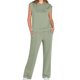 thumbnail image 1 of Traje Informal de Dos Piezas para Mujer, Cuello Alto, Pantalones Anchos, Ideal para Vacaciones y Viajes Verde XXL, 1 of 10